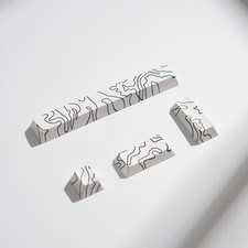 4pcs Keycaps, White Topographic Keycaps PBT Keycap Cherry Profile Dye-Sublima...