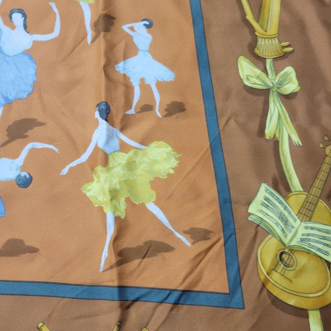 Authentic HERMES Carre 90 Vintage Scarf Silk Brown SK1471 image 9