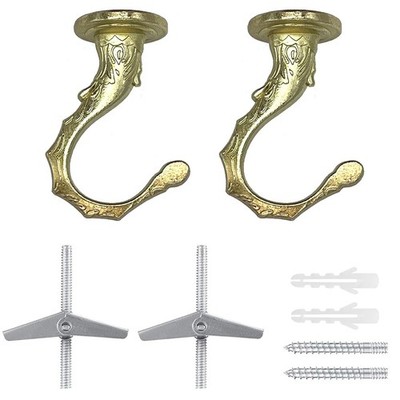 2 Sets Swag Ceiling Hooks Heavy Duty Hardware Hanging Plants Wall Fixing Gold