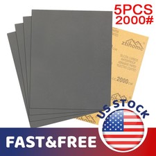 5Pc Premium Sandpaper 9" x 11" Sanding Sheet Wet Dry 2000 Grit Silicon Carbide