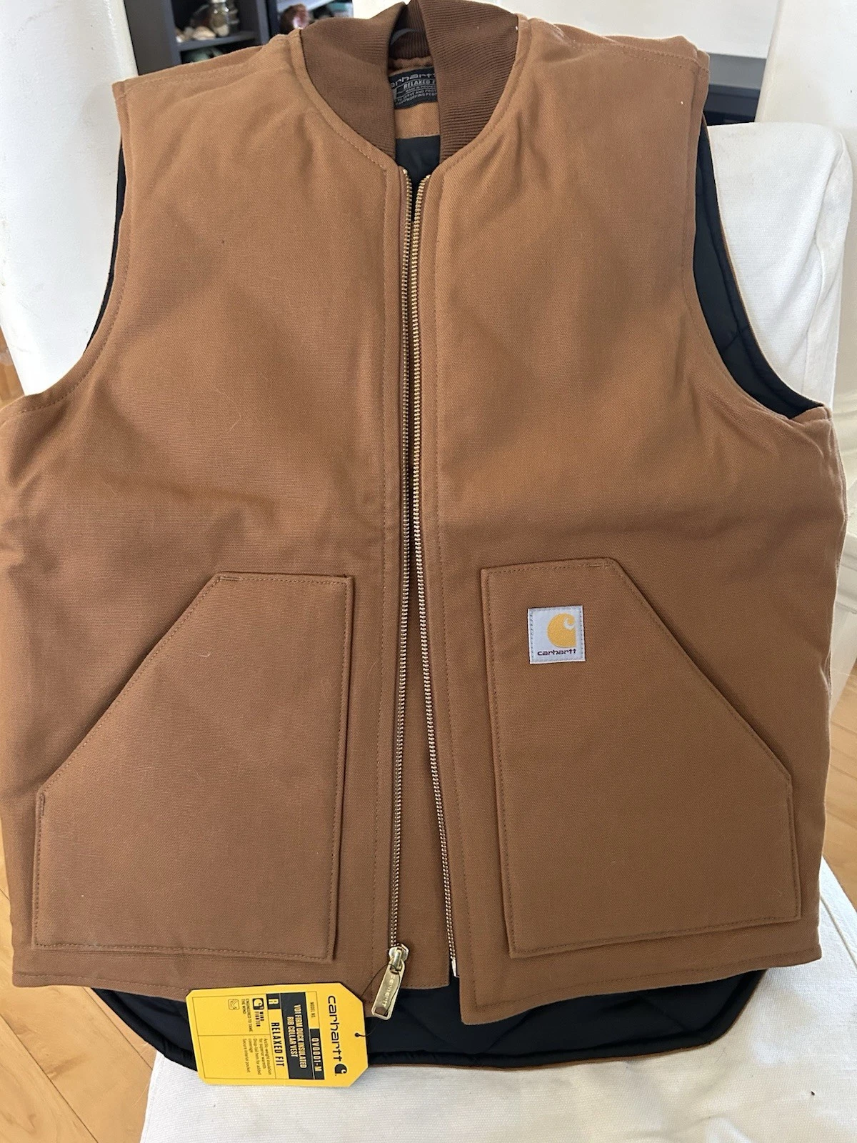 Carhartt Duck Canvas Vest Insulated Rib Collar Small Men's V01 Brown NWT