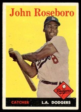 1958 Topps Baseball Card John Roseboro RC Los Angeles Dodgers #42 EX+