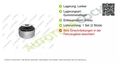 Querlenkerlager Set Links Rechts für Fiat Panda / Classic Punto Ford KA 1999->