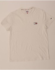 TOMMY HILFIGER Mens T-Shirt Top Large White CK03
