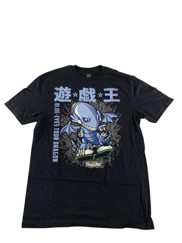 Yu-Gi-Oh Shirt Mens Medium Black Blue-Eyes Toon Dragon Pop Tees Funko Anime