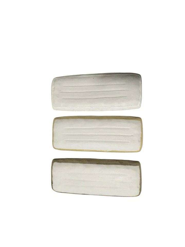 3× Japanese Stoneware Sushi, Serving Plates Cherry Blossoms 3 colors - Image 4 of 4