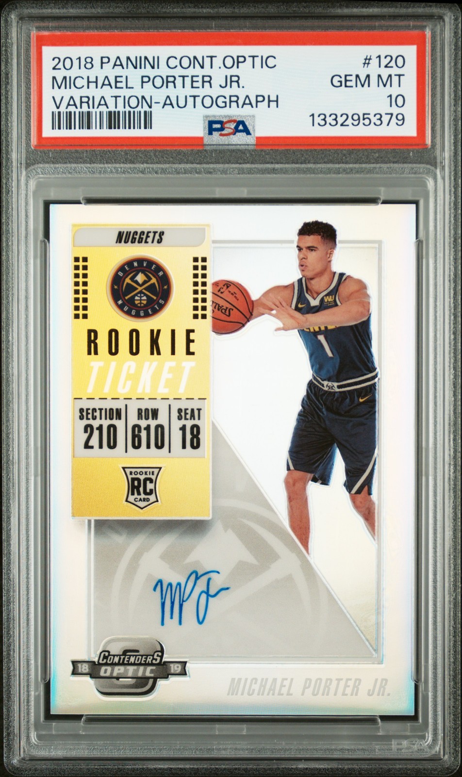 2018 CONTENDERS OPTIC VAR-AUTO #120 MICHAEL PORTER JR. PSA 10