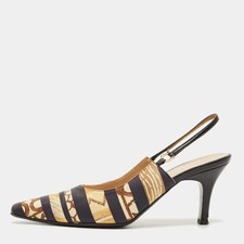 Salvatore Ferragamo Size 38.5 Multicolor Fabric Slingback Pumps