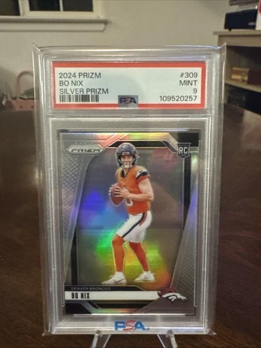 2024 Panini Prizm Bo Nix RC Silver Rookie #309 Broncos PSA 9