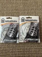lock laces elastic no tie shoelaces - One Size - 2 Pair - Gray & White