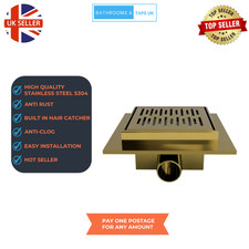 600MM Wet Room Floor Tiles Shower Drain Kit Lined Brushed Brass STAINLESS STEEL