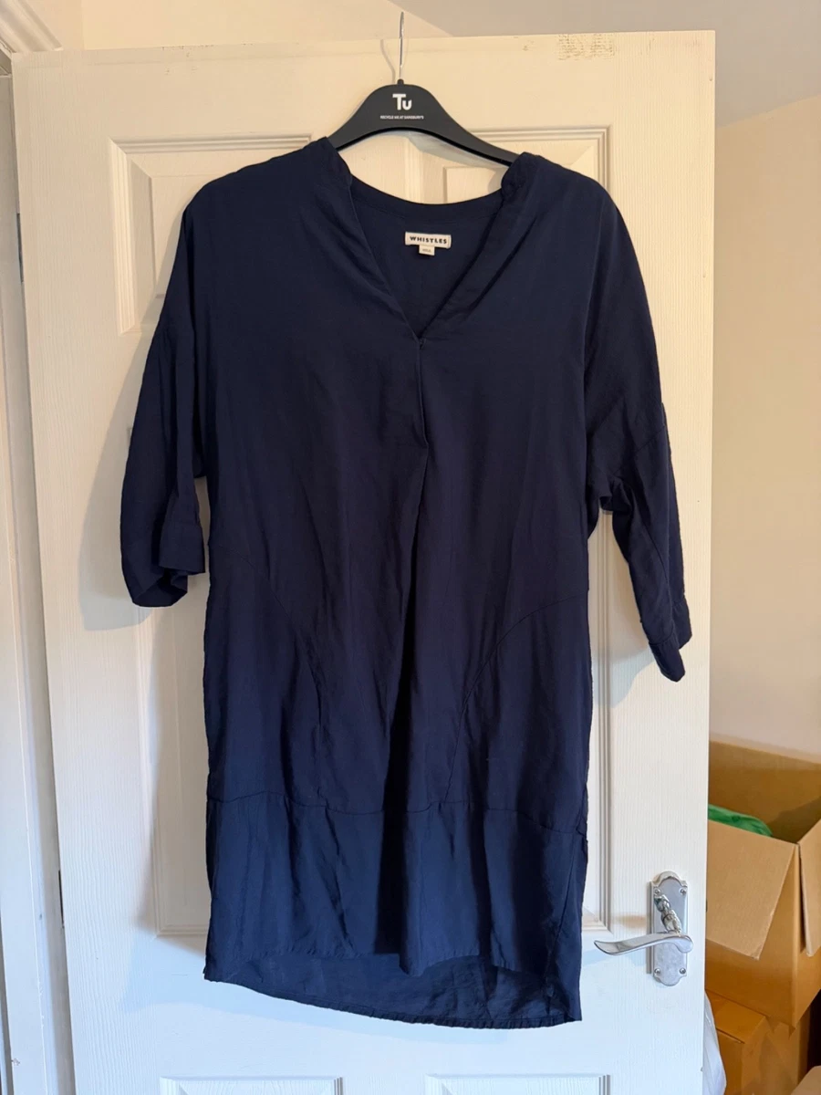 whistles winter dresses Whistles Snow Flurry Shirred Midi Dress Blue/Multi Size 12