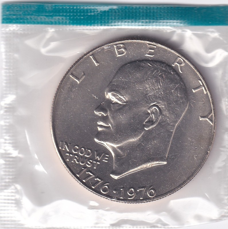 1976 P & D Bicentennial Eisenhower Dollar Two $1 Coins from Mint Set Cello #1959