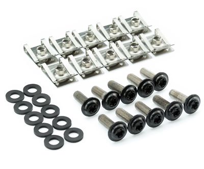 M6 Schrauben Set Schwarz - 10x Verkleidungsschrauben 20mm Mit Klemmen