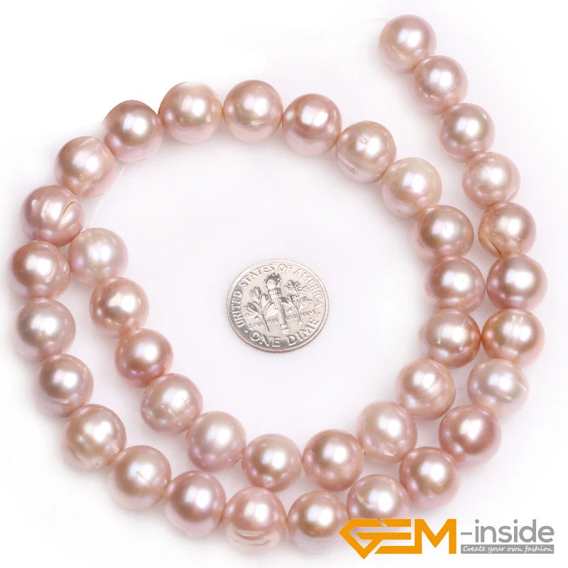 Cuentas de perlas de agua dulce genuinas redondas naturales de 11-12 mm para hacer joyas de 15" Foto 4 de 4