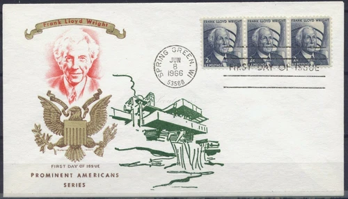 FDC United States, 1966. Prominent Americans Frank Lloyd Wright