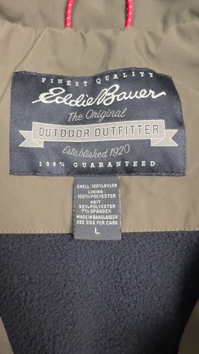 Eddie Bauer Vest Mens L Olive Green Lined Gorpcore Weatherproof - Picture 10 of 10