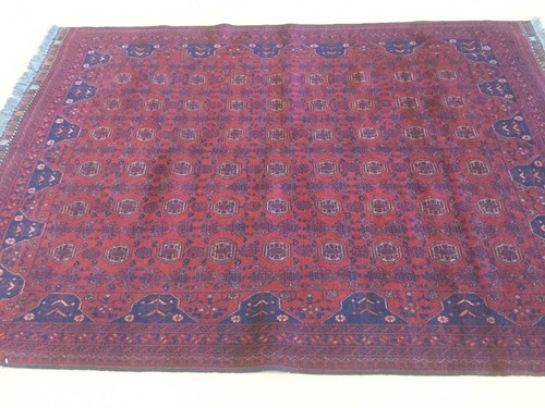 4 Fuß,10 Zoll x 6 Fuß,3 Zoll Rötlich Rost Marineblau Kundus Afghan Orientteppich Handgeknüpft - Bild 11 von 12