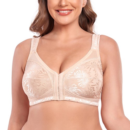 Women Front Closure Bra Wireless Non-Padded Bras Support Posture Bra Plus Size - Picture 5 of 35