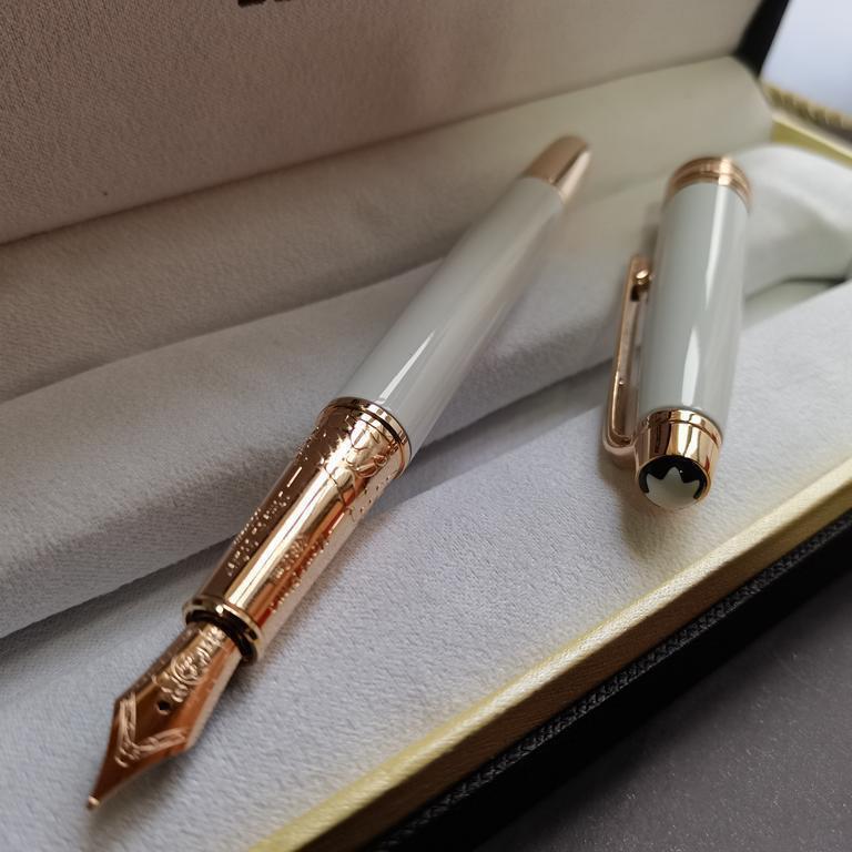 Luxury Meisterstuck Solitaire Series White + Gold Clip Fountain Pen 0.7mm nib