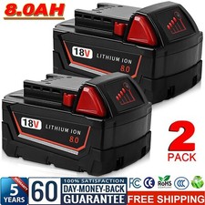 2x 8.0AH Battery For Milwaukee M18 18V Lithium-ion Extended Capacity 48-11-1860