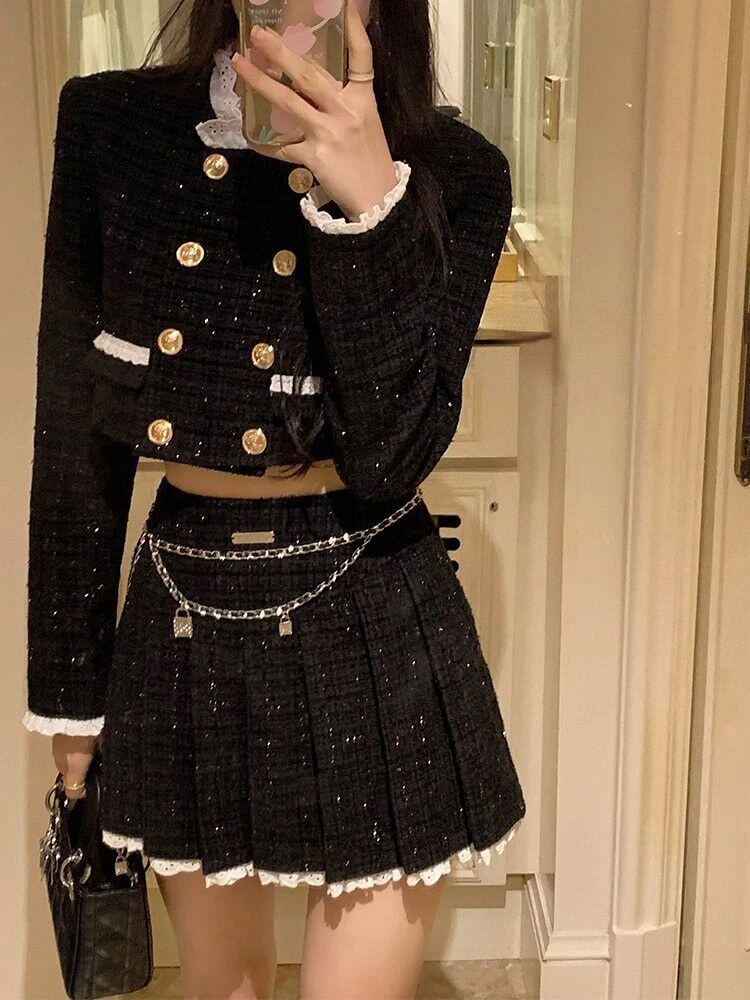 Two piece outfits skirt and jacket cheap