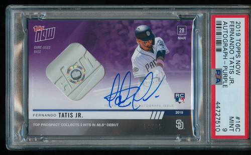 Fernando Tatis Jr. [Autograph Relic Purple] #16C 2019 Topps Now card