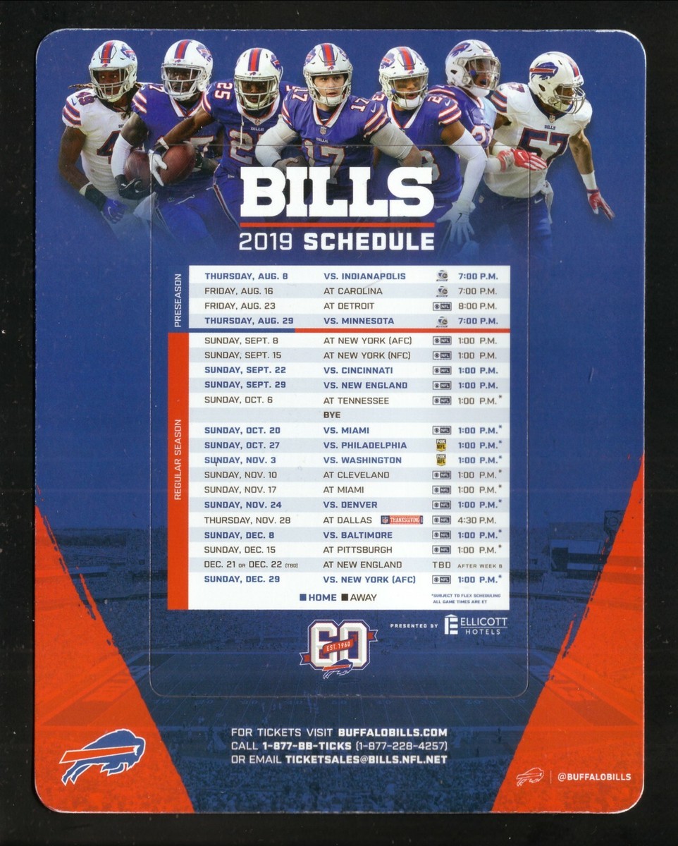 Buffalo Bills 2019 Magnet Schedule Ellicott Hotels