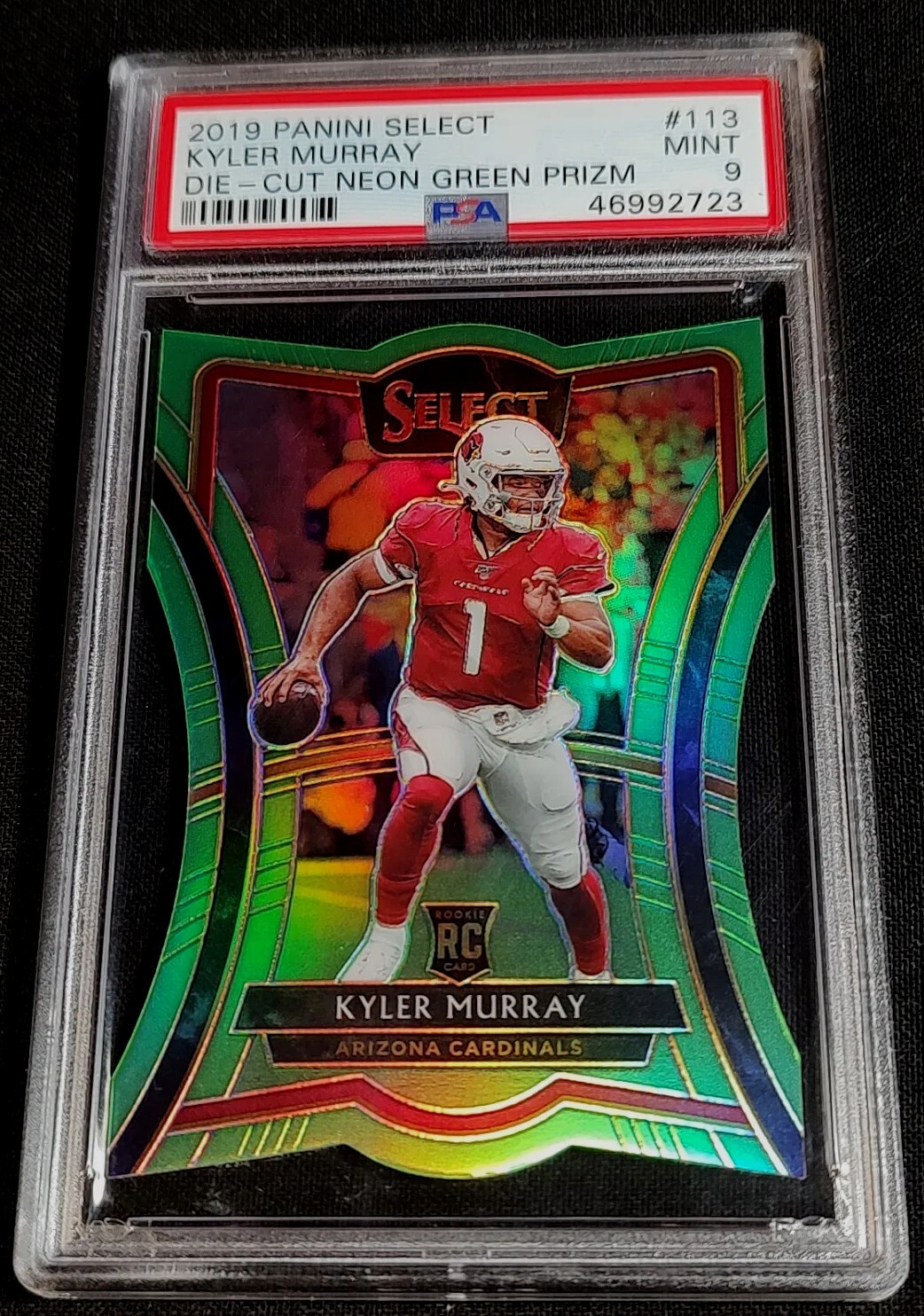 PSA 9 RC /49 KYLER MURRAY NEON GREEN PRIZM 🚨TRUE ROOKIE #113 2019 Panini Select