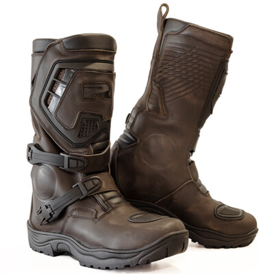 Richa COLT Lang Braune Adventure/Grün Spur Motorrad Wasserdichte Lederstiefel