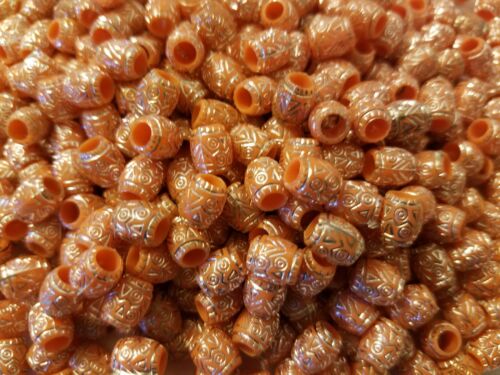 500 pcs Orange 9mm Oval Silver Tribal Patterned Plastic Craft Jewelry Beads  - Picture 1 of 2