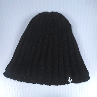 Heat Holders Beanie Thermal Hat Black Sherpa Lined Rib-Knit Insulated Toque VGC