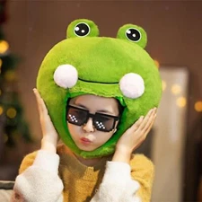 Soft Plush Frog Hat Cosplay Headwear Party Costume Hat Cartoon Fancy Dress