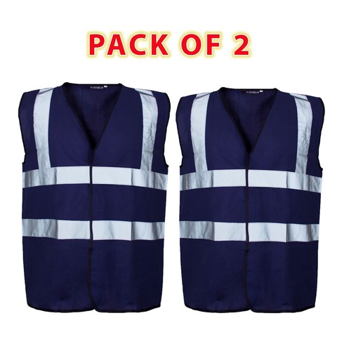 2er PACK HI VIZ SICHTWESTE SICHERHEIT ARBEIT BAUUNTERNEHMER WESTE JACKE - Bild 5 von 7
