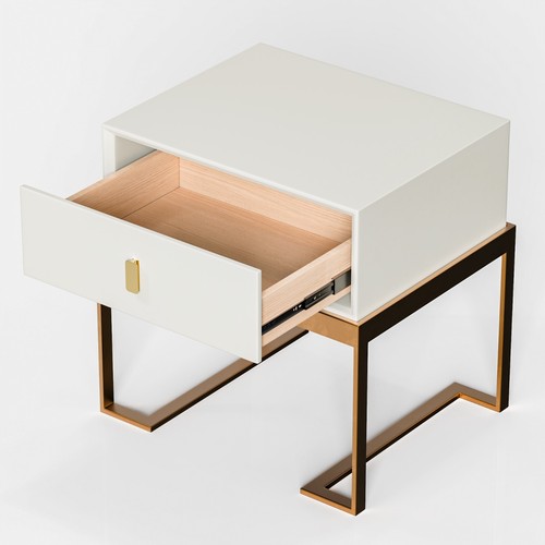 21" Solid Wood White Single Drawer Nightstand Wrapped in Fiber Leather Finish - Picture 3 of 12