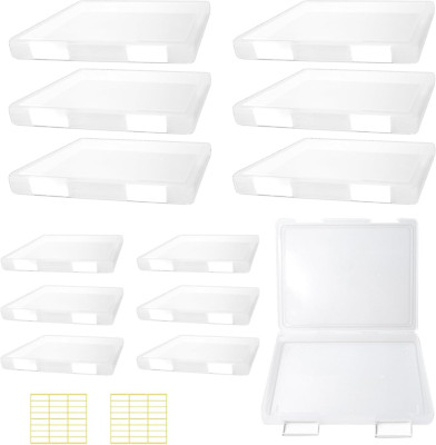 12 Pcs Clear A4 A5 File Box Document Plastic Storage Box with 48 Labels File Hol