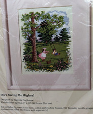 VTG Creative Circle Counted Cross Stitch Kit Swing Me Higher 1677 Sealed 1987