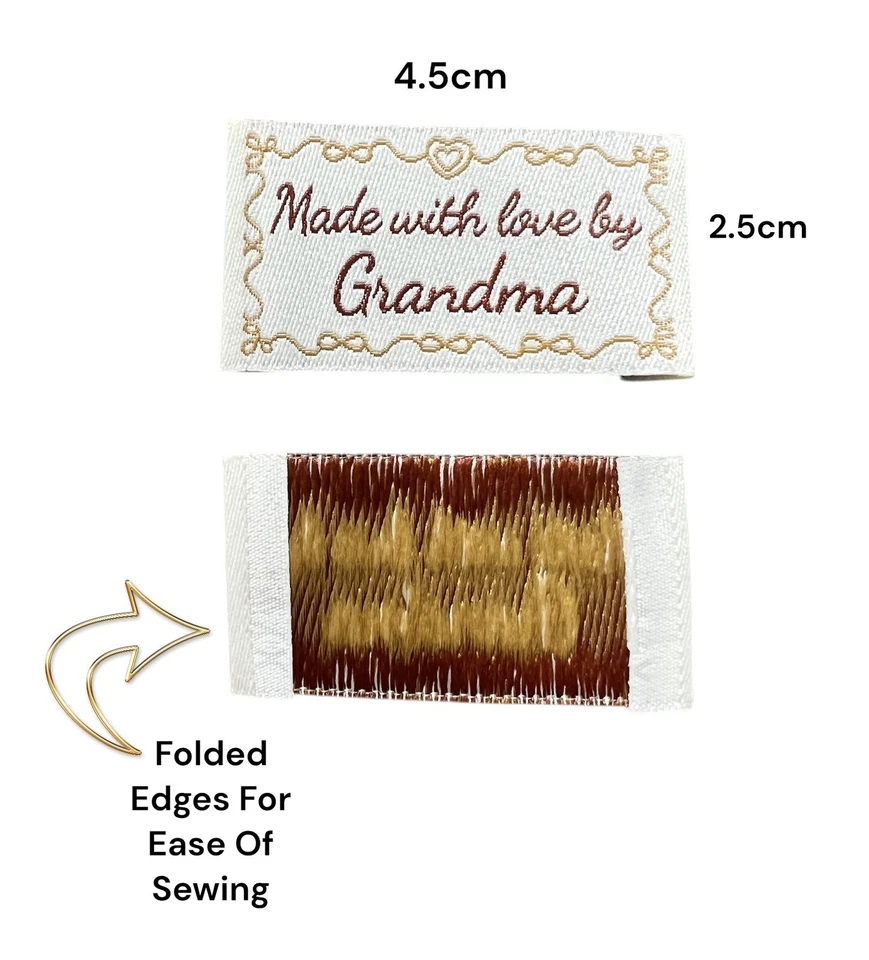 5pcs Woven Label Made With Love By Grandma DIY Sew On Knitting Crochet Tag BN - Изображение 3 из 4