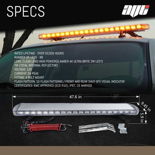 1000MM 1.0m 39" Van Truck LED Amber Light Bar Beacon Hazard Recovery Lightbar - Picture 5 of 5