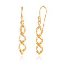 Lightweight Spiral Dangle Drop Earrings in Rose Gold Plated Sterling Silver