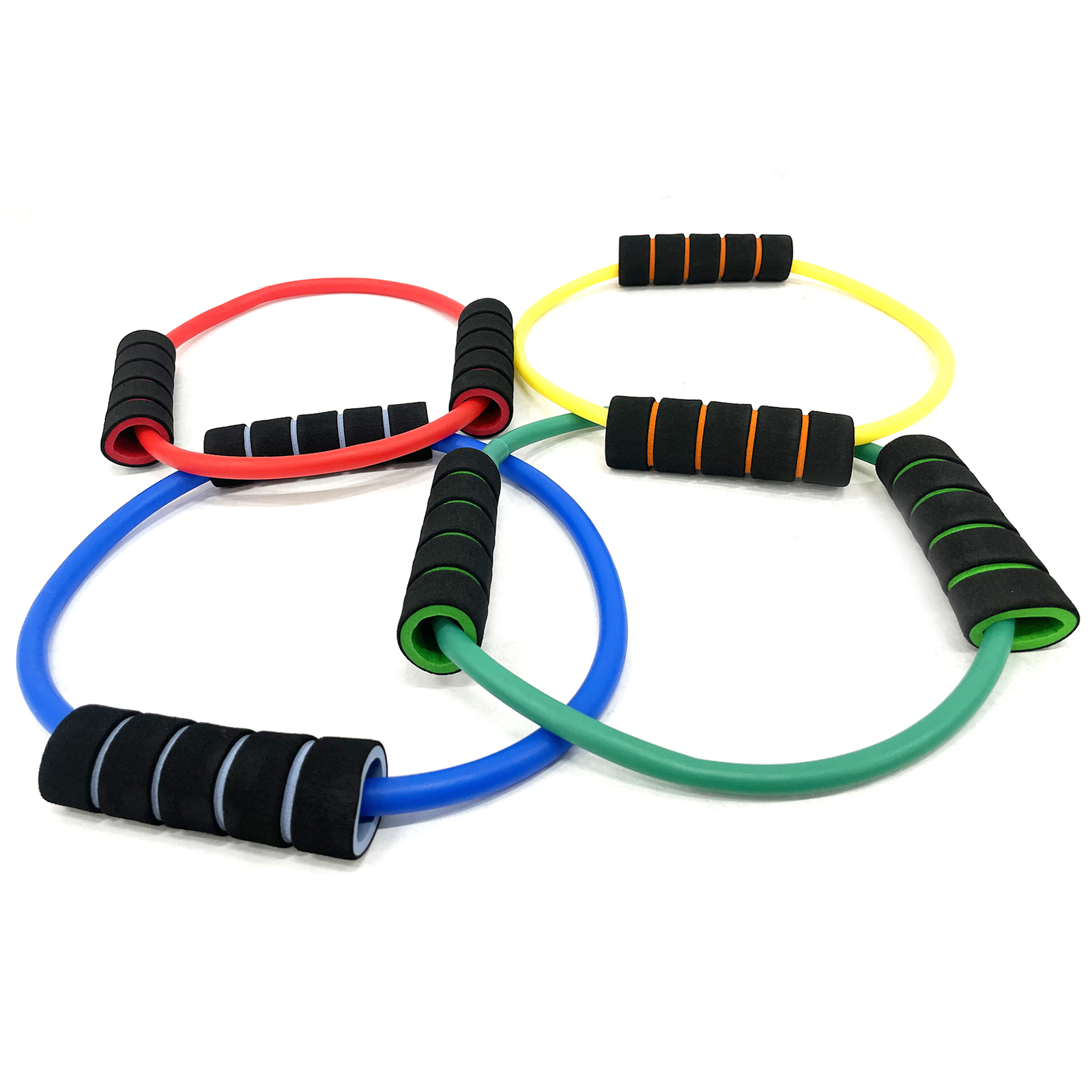 Fitness Circle Resistance Bands with Foam Handles, Set of 4