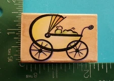 BABY CARRIAGE Rubber Stamp by HERO ARTS Buggy Stroller #3 C1245