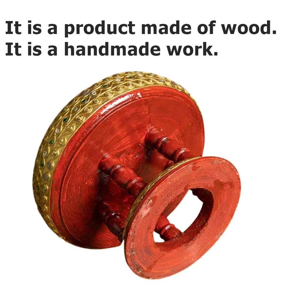 Thai Traditional Lanna Khantoke Round Wooden Tray Handcraft Fruit Restaurant Spa - Image 4 of 4