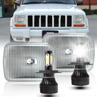 Brightest Pair 7X6" 5X7" LED Headlights Hi/Lo DRL for Jeep Cherokee XJ 1984-2001