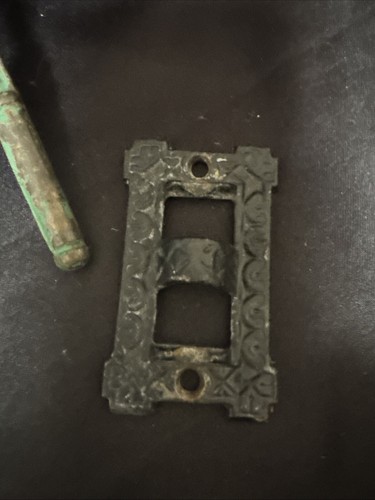 ANTIQUE Cast Iron Oil Lamp Wall Mount Swing Lamp Holder Bracket Green Late 1800s - Bild 5 von 13