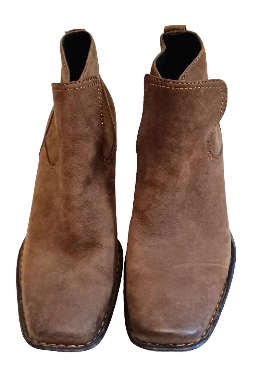 Born Shoes Boot Sz 7 Short Boots Brown Suede Leather Women W21354