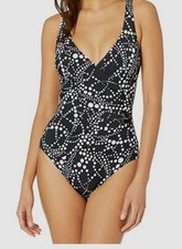 128 Gottex Women's Black Pearls In Paradise Wrap One Piece Swimwear Size 6