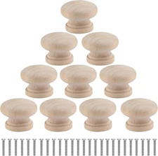 Uenhoy 30 Pcs round Wooden Cabinet Knobs 1-1/8" (28Mm) Unfinished Wooden Pulls K