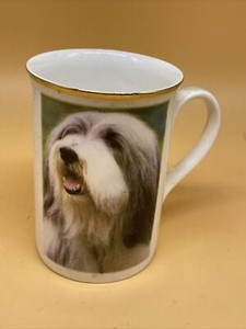 Faithfull Friends Beautiful Bearded Collie White China Mug With Gold Rim