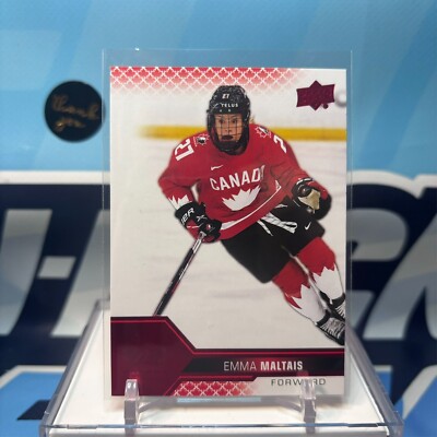 2022 UD Team Canada Juniors #57, EMMA MALTAIS SP    PWHL Red Parallel